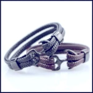 Black on Black Stainless Anchor Bracelet